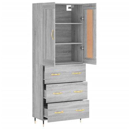 Highboard Grey Sonoma 69,5x34x180 cm Engineered Wood