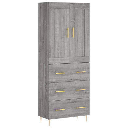 Highboard Grey Sonoma 69.5x34x180 cm Engineered Wood