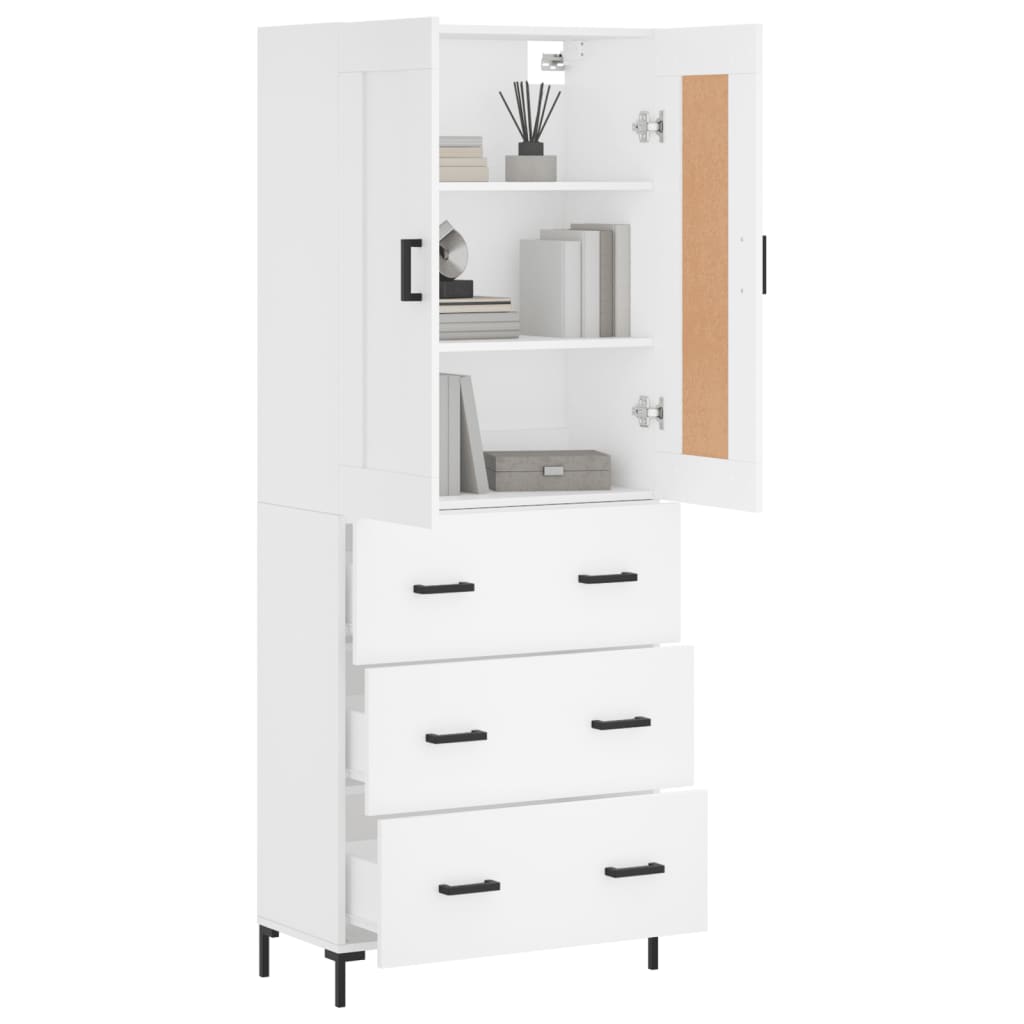 Highboard White 69.5x34x180 cm Engineered Wood