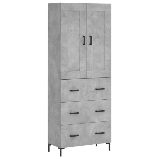 Highboard Concrete Grey 69.5x34x180 cm Engineered Wood