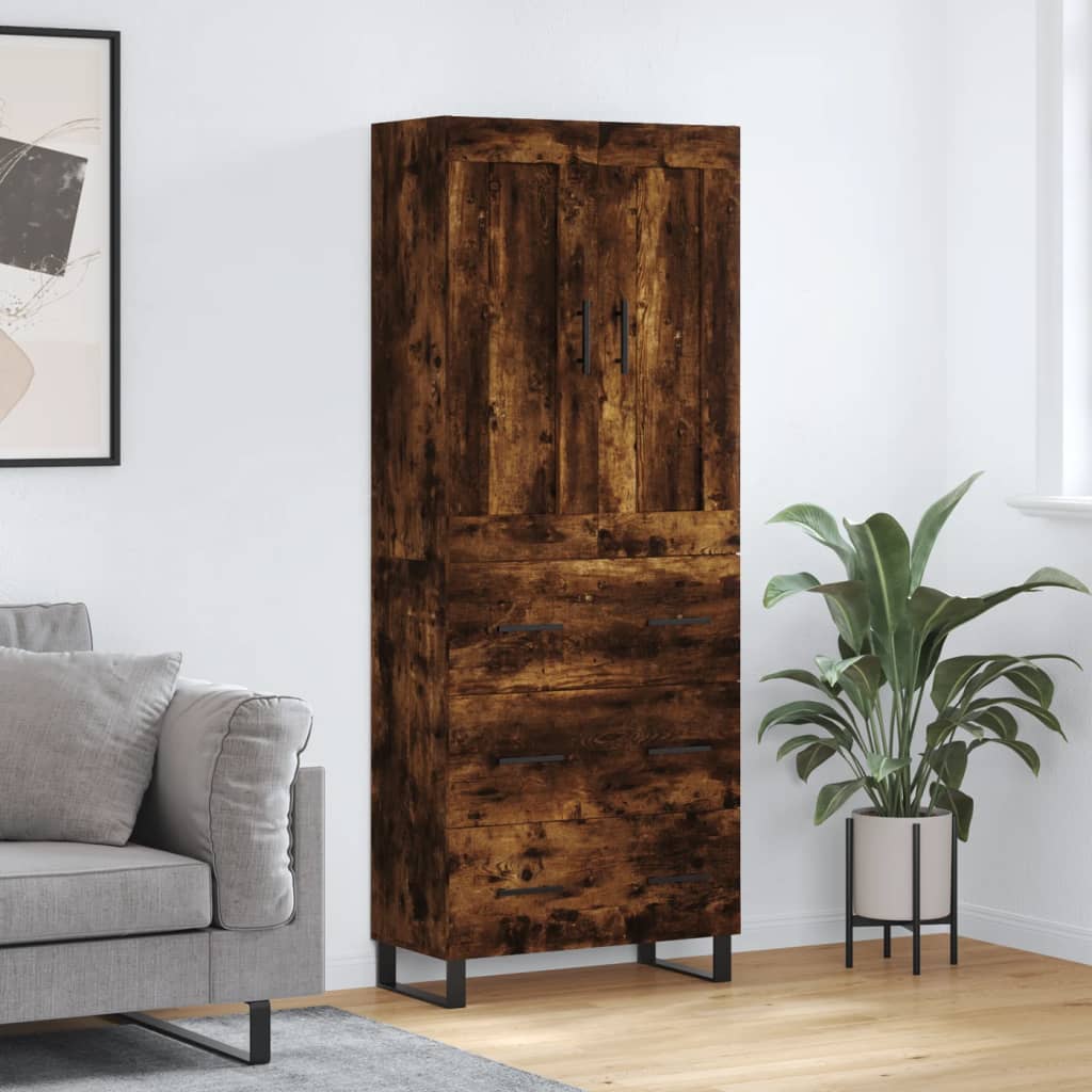Highboard Smoked Oak 69,5x34x180 cm Engineered Wood