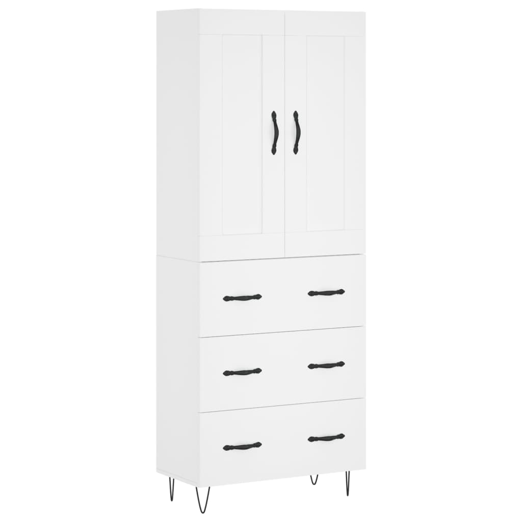 Highboard White 69.5x34x180 cm Engineered Wood