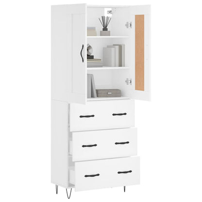 Highboard White 69.5x34x180 cm Engineered Wood
