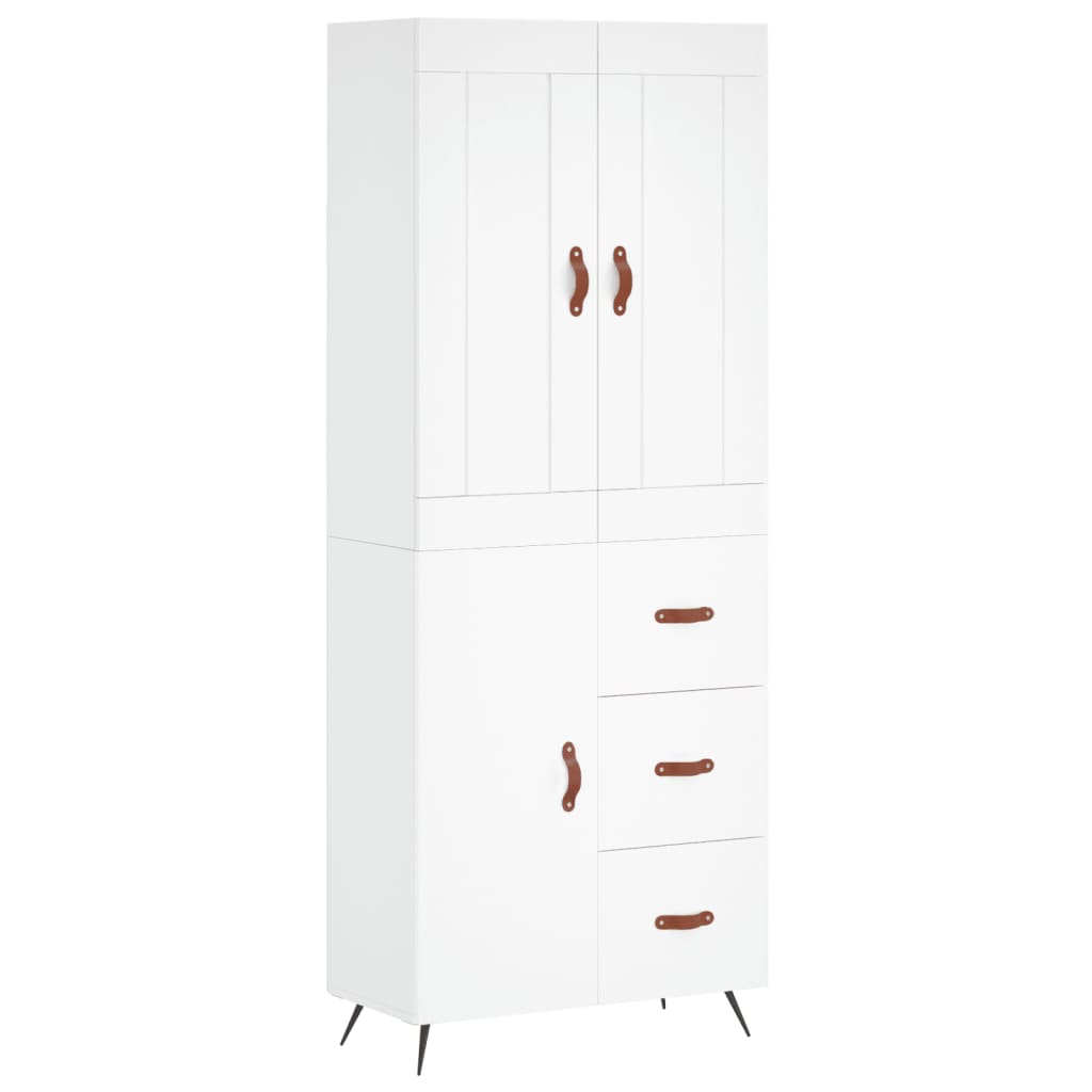 Highboard White 69,5x34x180 cm Engineered Wood