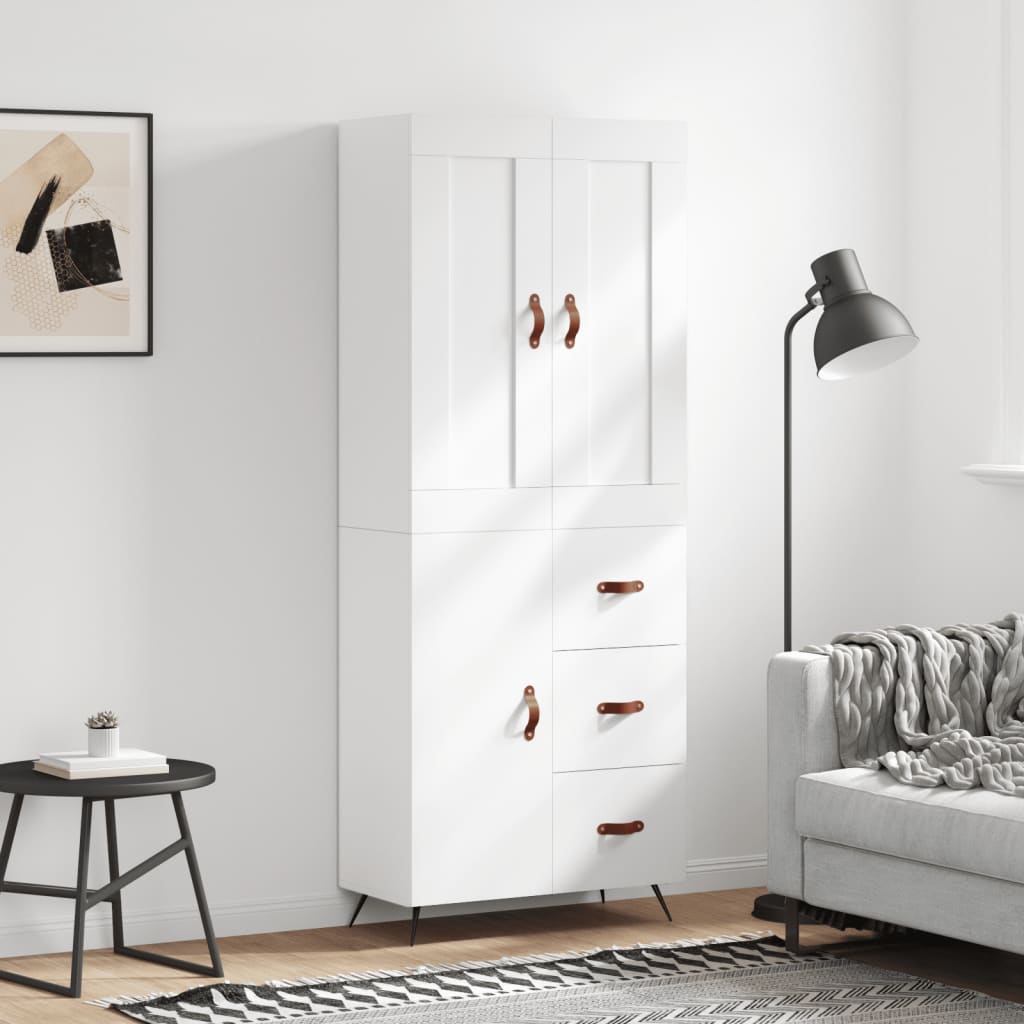 Highboard White 69,5x34x180 cm Engineered Wood