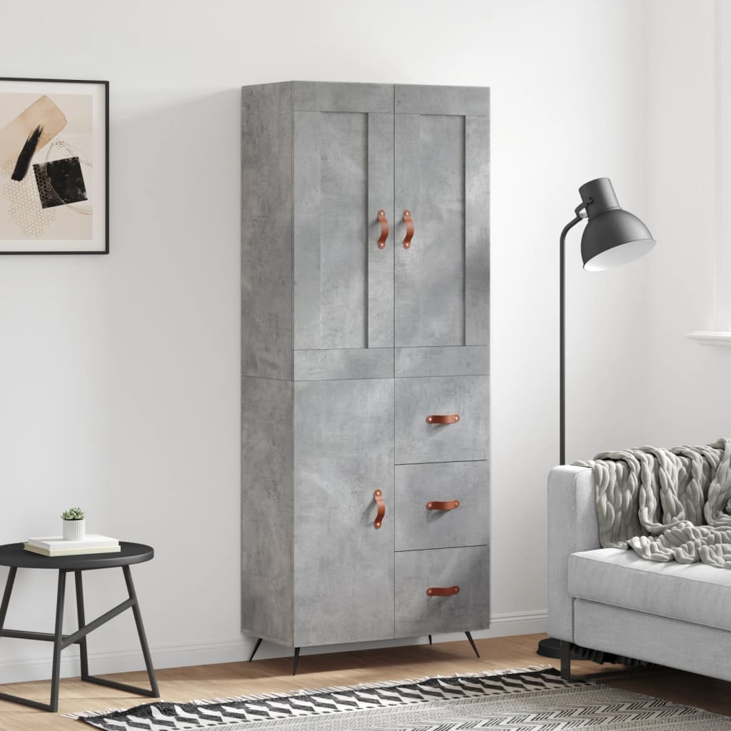 Highboard Concrete Grey 69,5x34x180 cm Engineered Wood