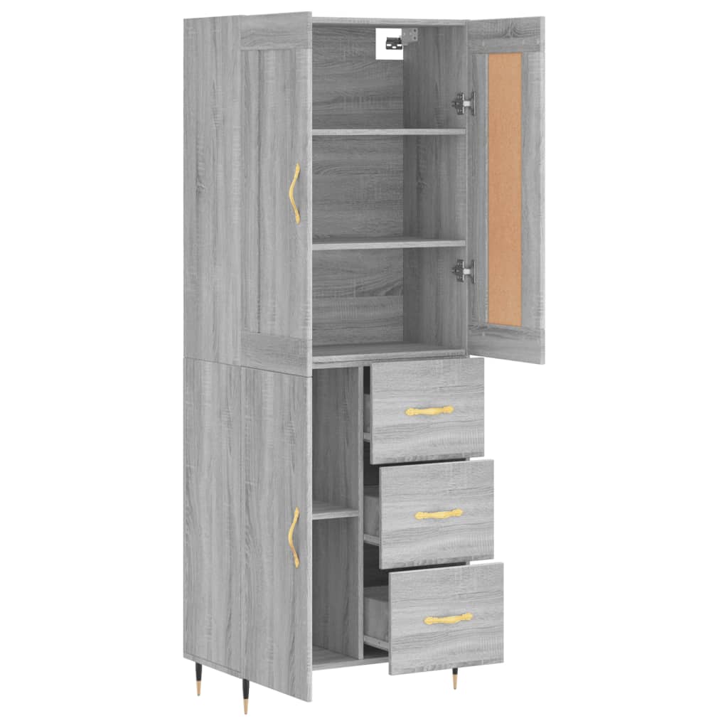 Highboard Grey Sonoma 69,5x34x180 cm Engineered Wood