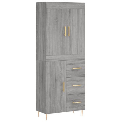 Highboard Grey Sonoma 69.5x34x180 cm Engineered Wood