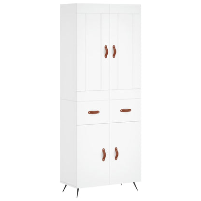 Highboard White 69,5x34x180 cm Engineered Wood