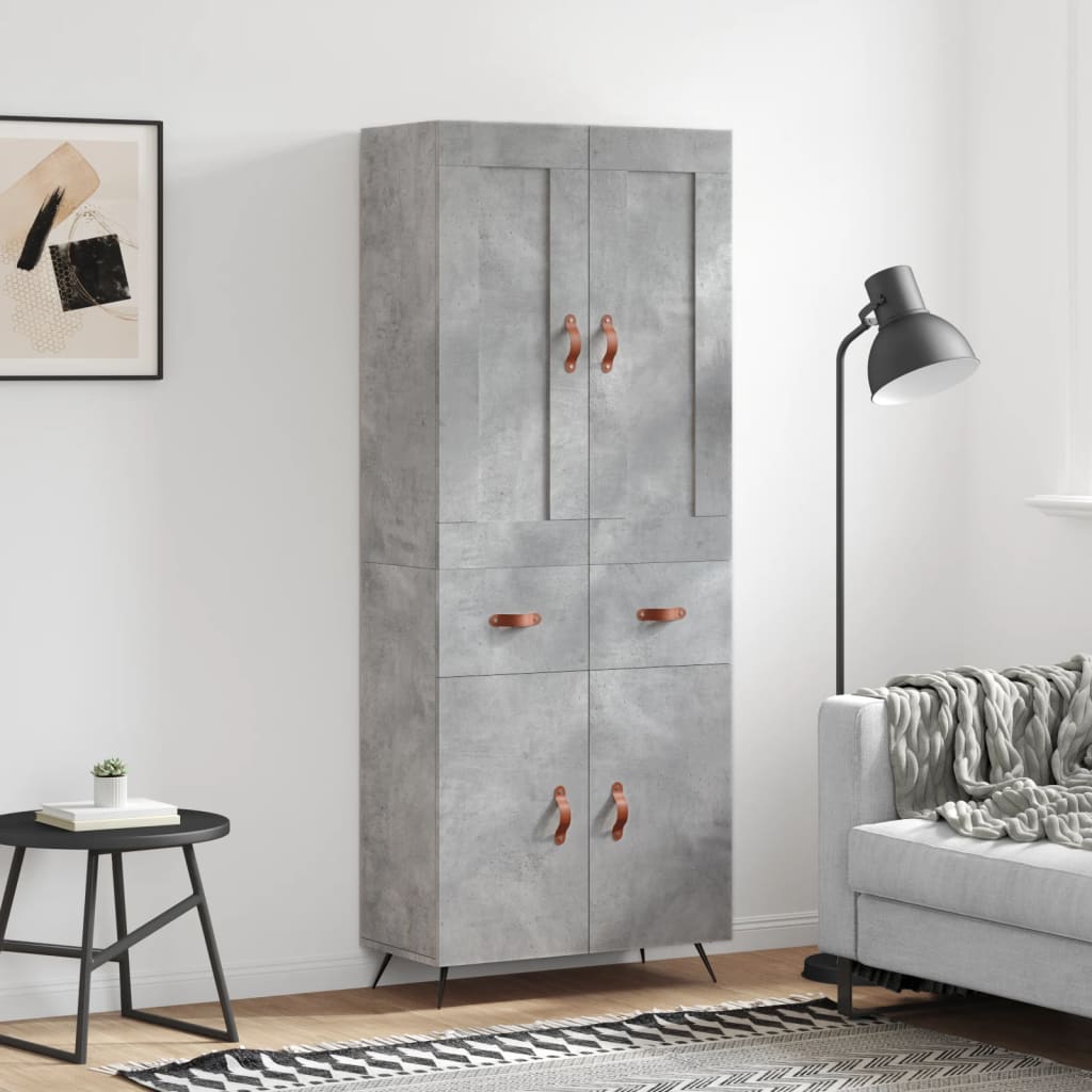 Highboard Concrete Grey 69,5x34x180 cm Engineered Wood