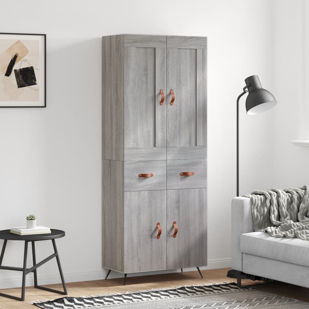 Highboard Grey Sonoma 69,5x34x180 cm Engineered Wood