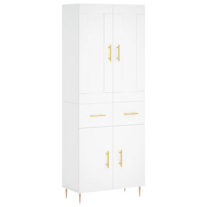 Highboard White 69.5x34x180 cm Engineered Wood