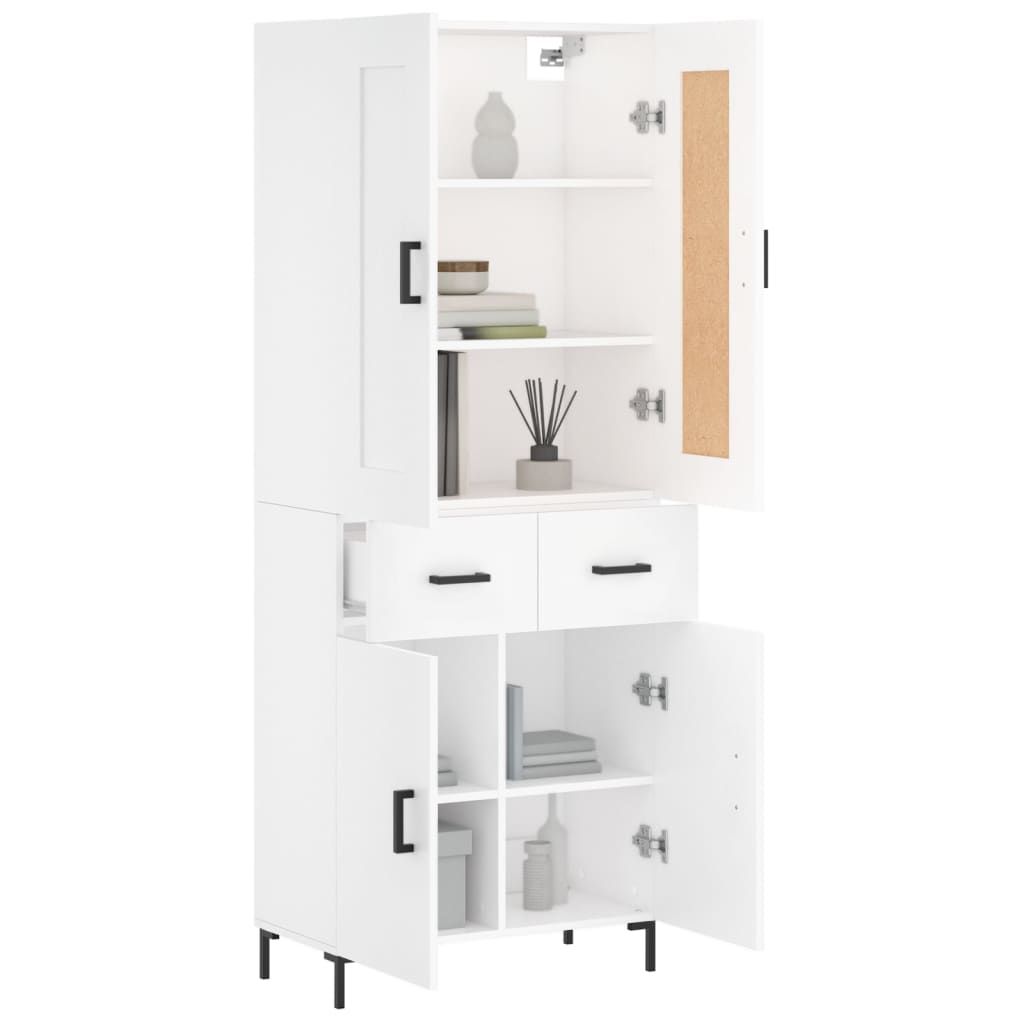 Highboard White 69.5x34x180 cm Engineered Wood