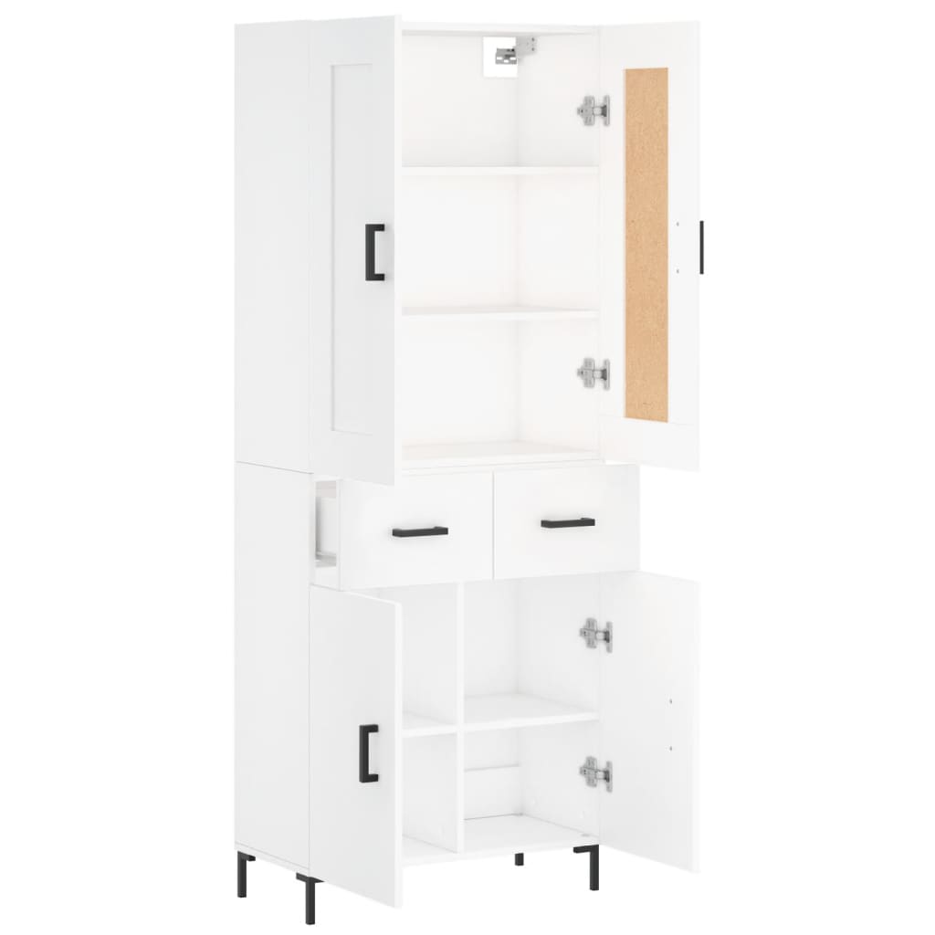 Highboard White 69.5x34x180 cm Engineered Wood