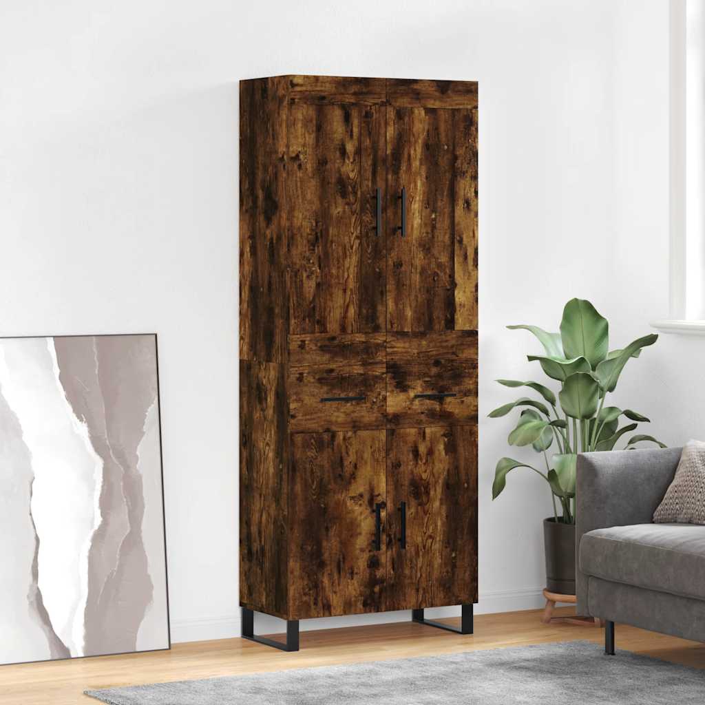 Highboard Smoked Oak 69.5x34x180 cm Engineered Wood