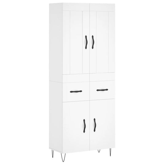 Highboard White 69.5x34x180 cm Engineered Wood
