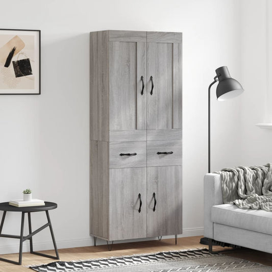 Highboard Grey Sonoma 69.5x34x180 cm Engineered Wood