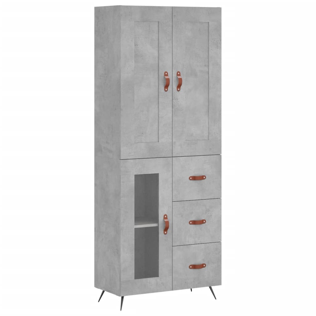 Highboard Concrete Grey 69,5x34x180 cm Engineered Wood