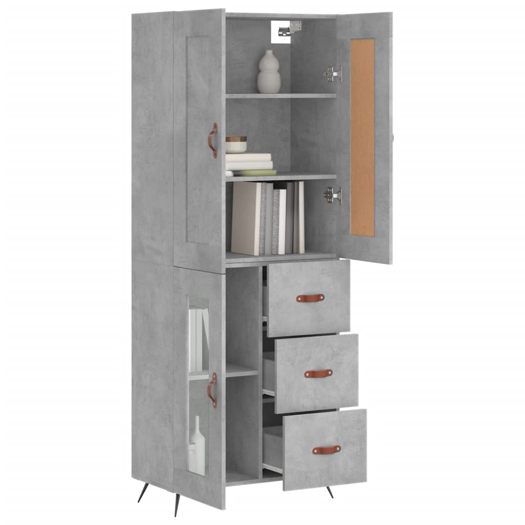 Highboard Concrete Grey 69,5x34x180 cm Engineered Wood