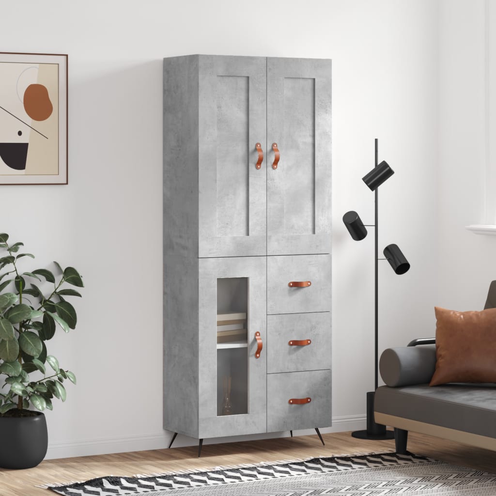 Highboard Concrete Grey 69,5x34x180 cm Engineered Wood