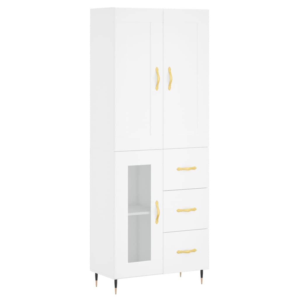 Highboard White 69,5x34x180 cm Engineered Wood