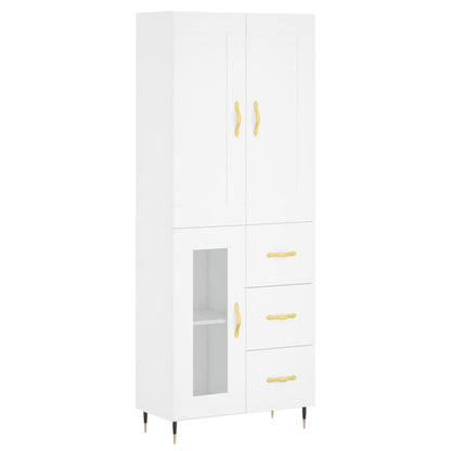 Highboard White 69,5x34x180 cm Engineered Wood