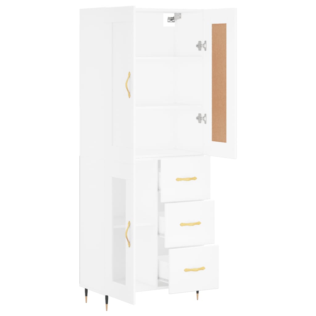Highboard White 69,5x34x180 cm Engineered Wood