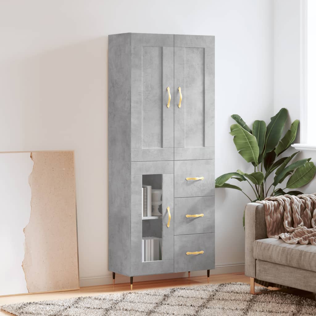 Highboard Concrete Grey 69,5x34x180 cm Engineered Wood
