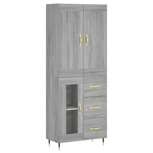Highboard Grey Sonoma 69,5x34x180 cm Engineered Wood
