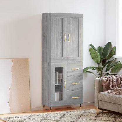 Highboard Grey Sonoma 69,5x34x180 cm Engineered Wood