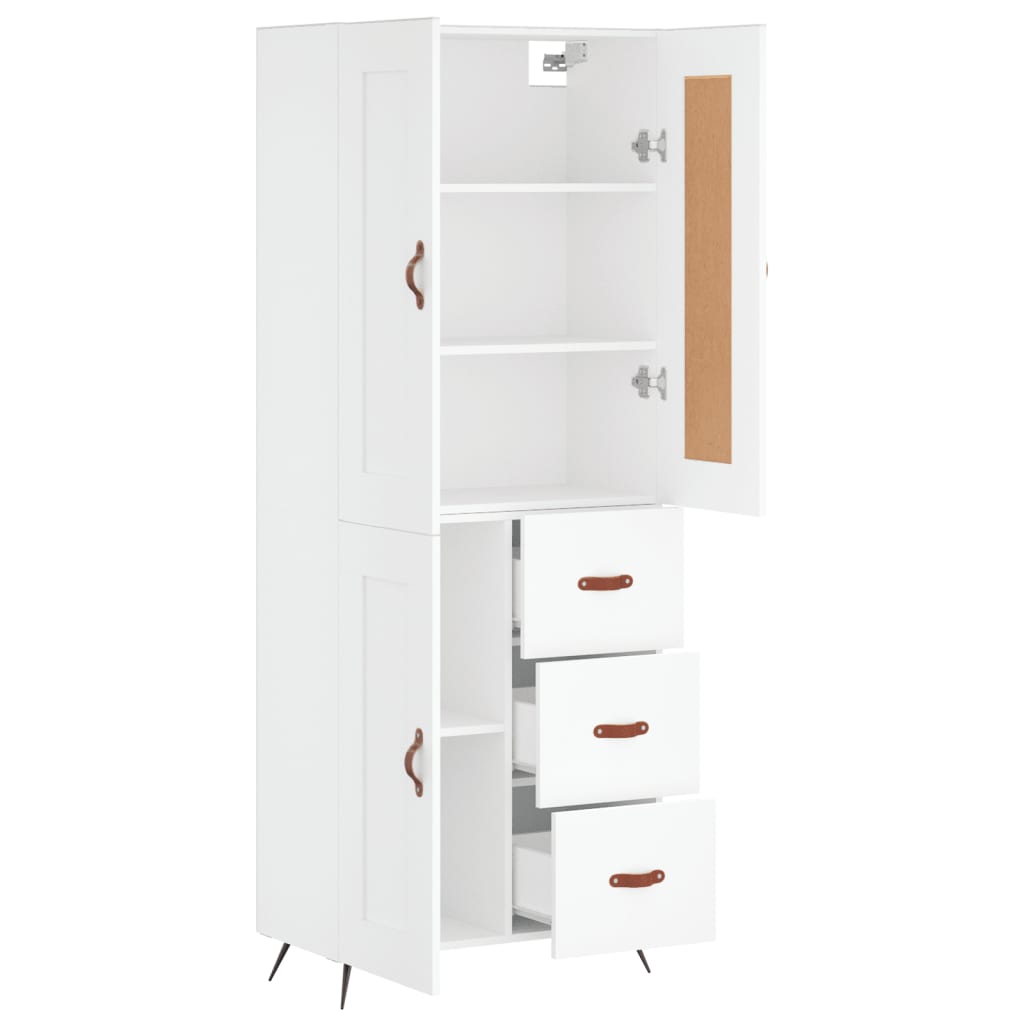 Highboard White 69,5x34x180 cm Engineered Wood