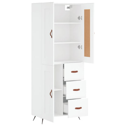 Highboard White 69,5x34x180 cm Engineered Wood