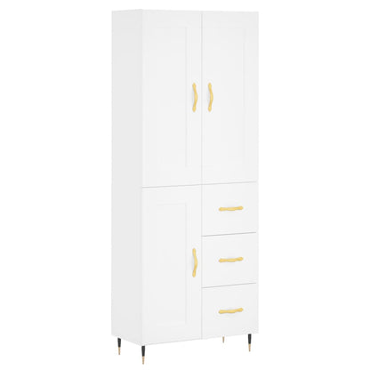 Highboard White 69,5x34x180 cm Engineered Wood