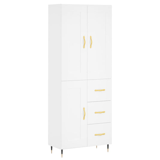 Highboard White 69,5x34x180 cm Engineered Wood