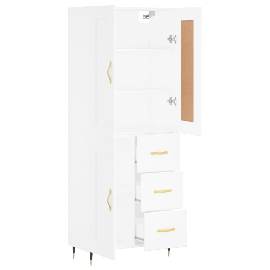Highboard White 69,5x34x180 cm Engineered Wood