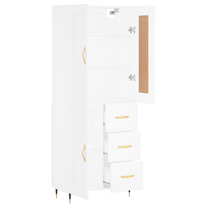 Highboard White 69,5x34x180 cm Engineered Wood