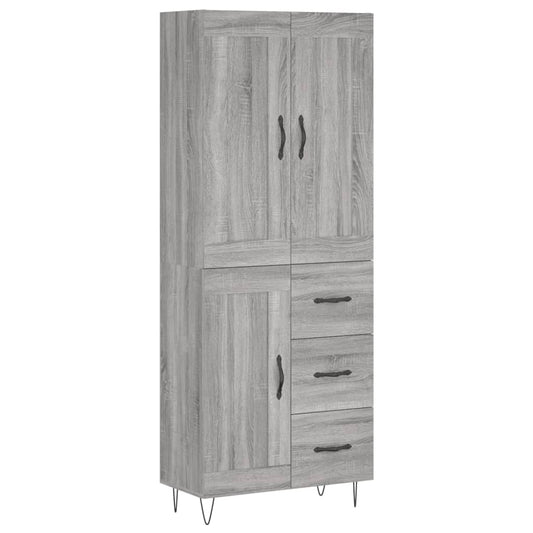 Highboard Grey Sonoma 69.5x34x180 cm Engineered Wood