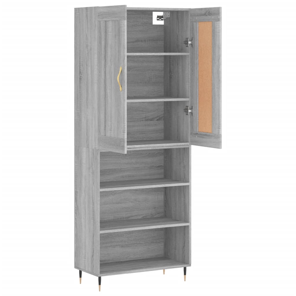 Highboard Grey Sonoma 69,5x34x180 cm Engineered Wood