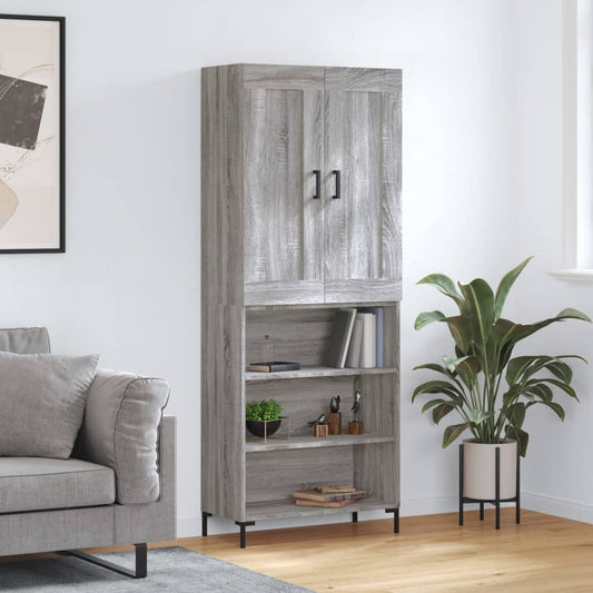 Highboard Grey Sonoma 69,5x34x180 cm Engineered Wood