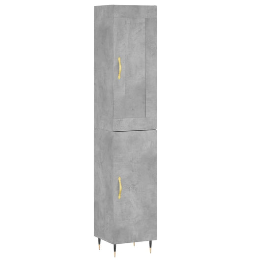 Highboard Concrete Grey 34.5x34x180 cm Engineered Wood