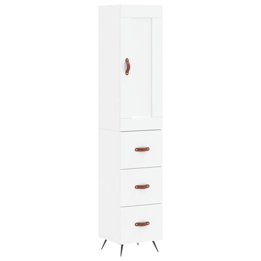 Highboard White 34.5x34x180 cm Engineered Wood