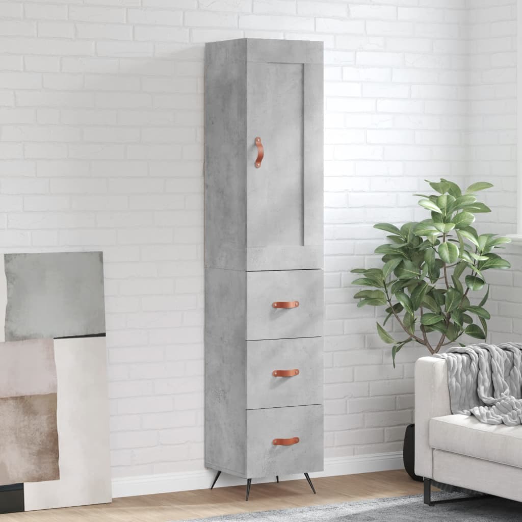 Highboard Concrete Grey 34.5x34x180 cm Engineered Wood