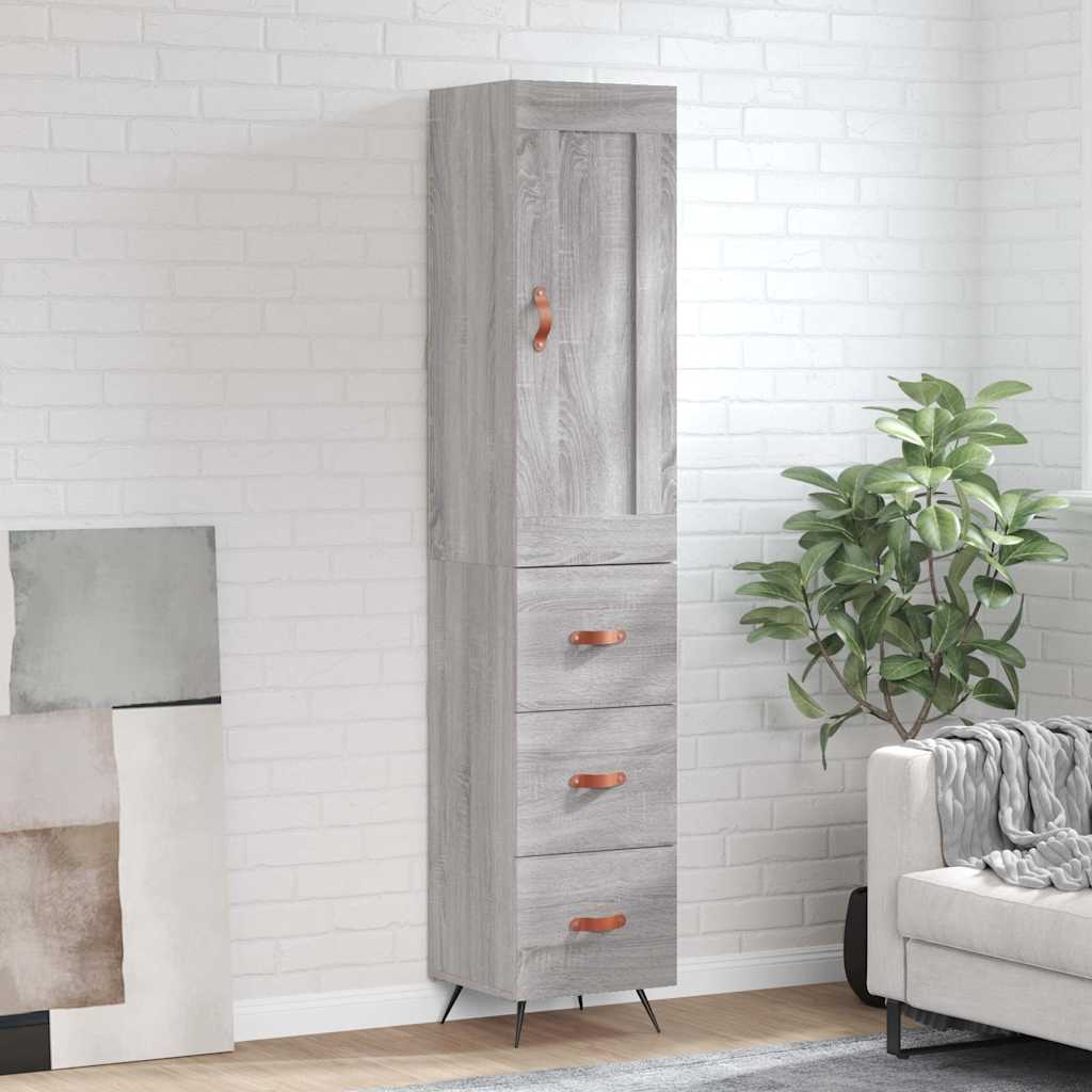 Highboard Grey Sonoma 34.5x34x180 cm Engineered Wood