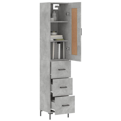 Highboard Concrete Grey 34.5x34x180 cm Engineered Wood