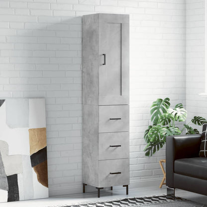 Highboard Concrete Grey 34.5x34x180 cm Engineered Wood