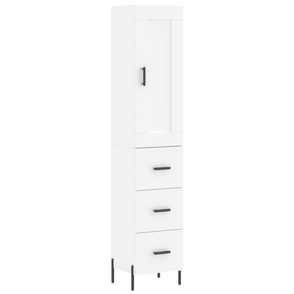 Highboard White 34,5x34x180 cm Engineered Wood