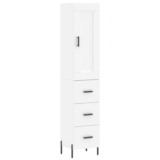 Highboard White 34,5x34x180 cm Engineered Wood