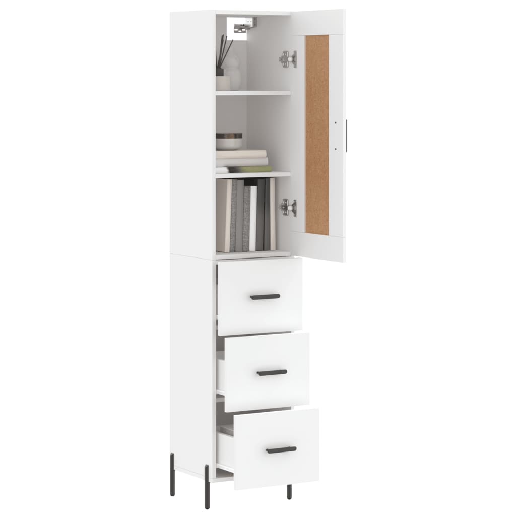 Highboard White 34,5x34x180 cm Engineered Wood