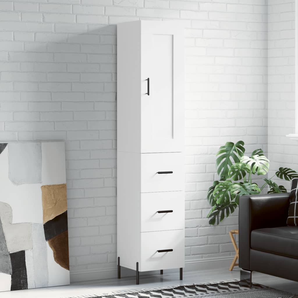 Highboard White 34,5x34x180 cm Engineered Wood