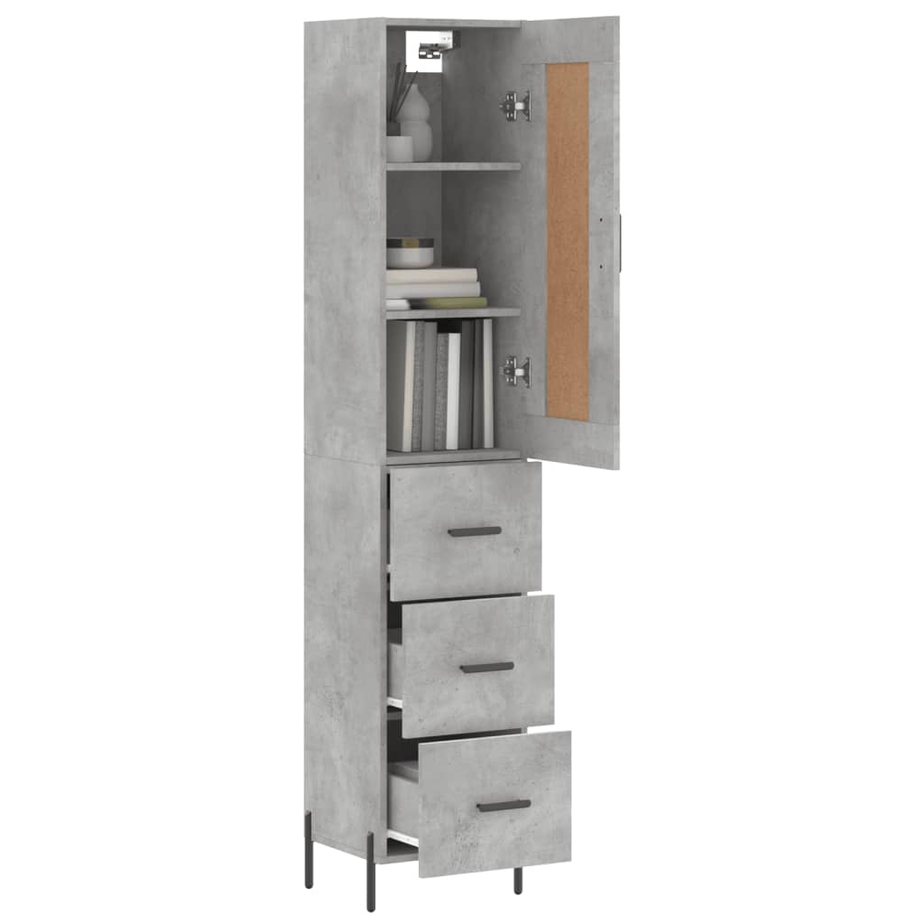 Highboard Concrete Grey 34,5x34x180 cm Engineered Wood